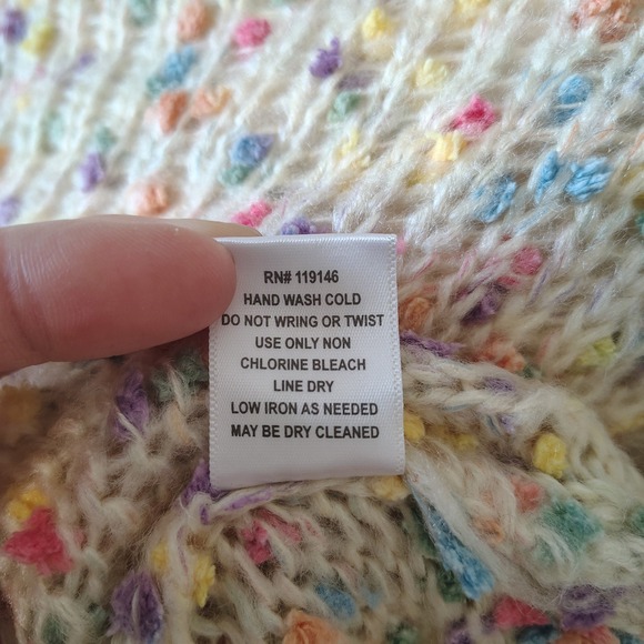 Jodifl Women's Turtleneck Sweater Small Cream Multicolor Speckled Bobble Knit - Picture 9 of 9